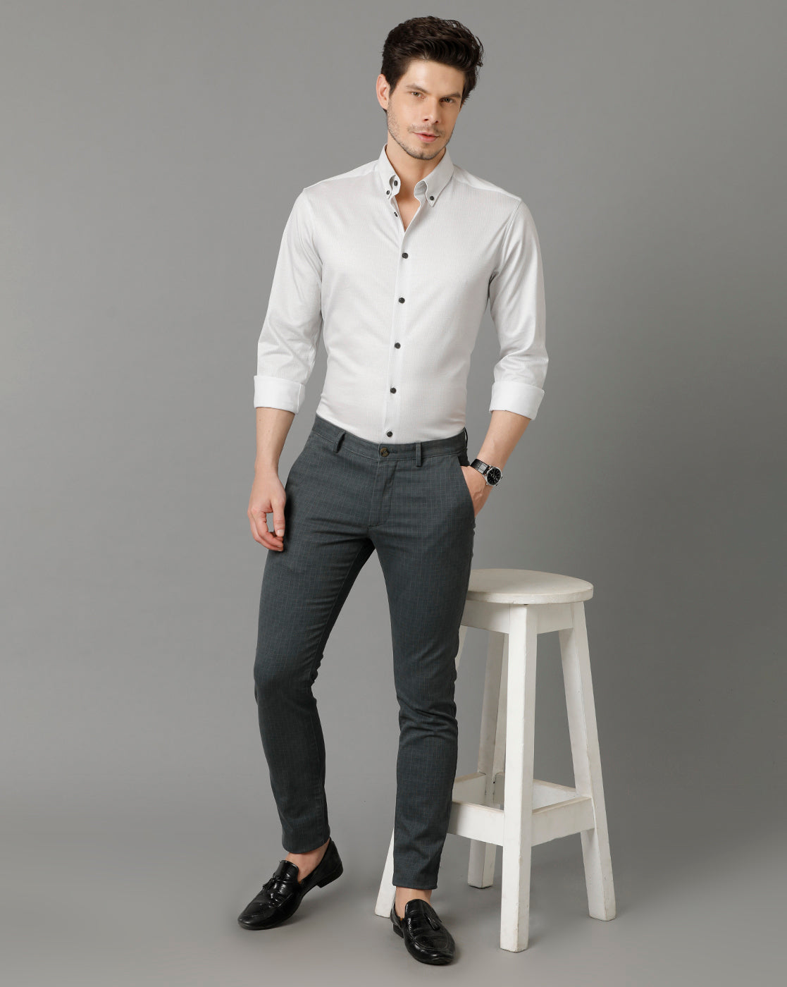 Men Regular Fit Checkered Button-Down Collar Casual Shirt (R-NIGAL)