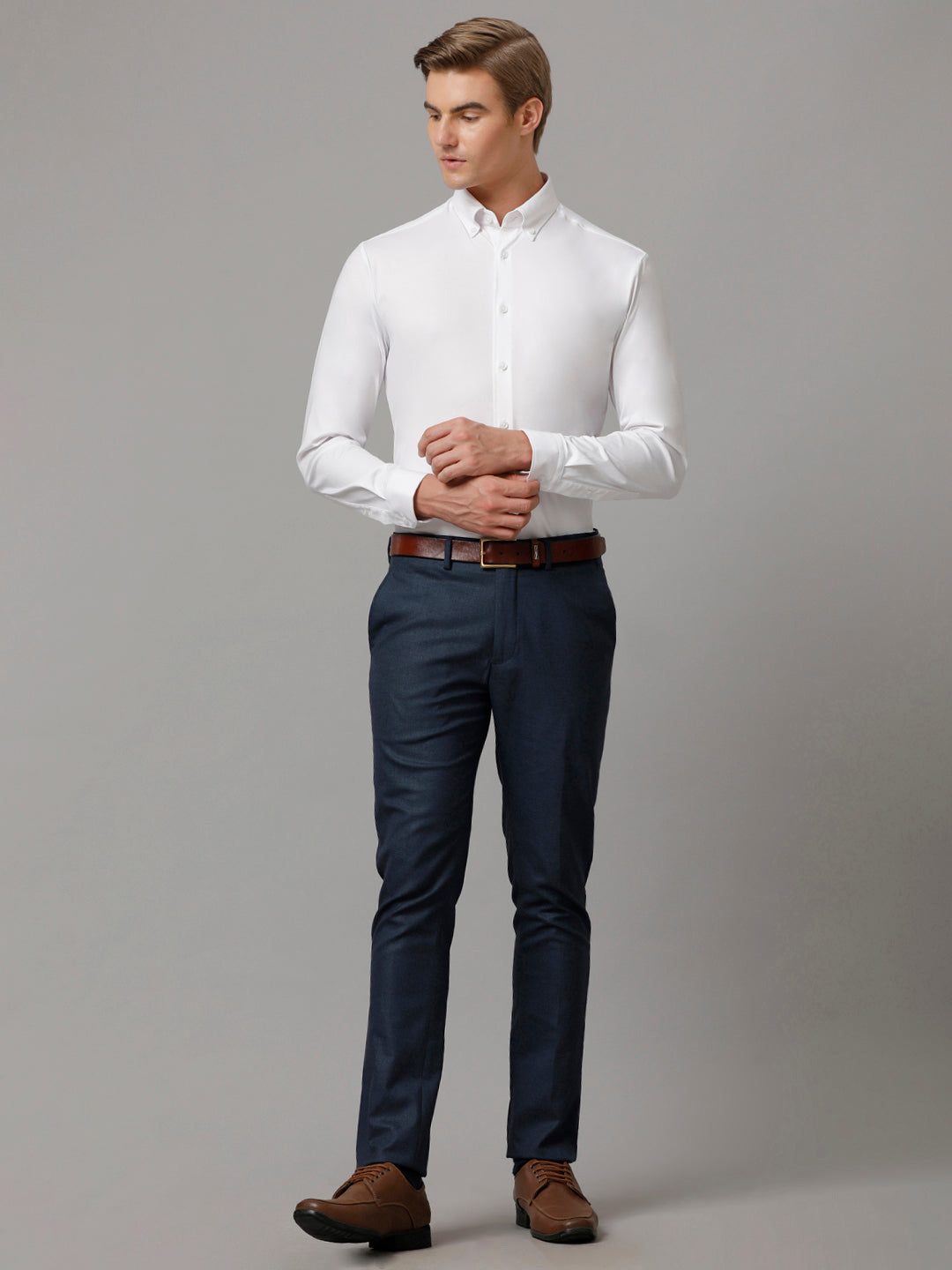 Aldeno Men Solid Formal White Shirt (NOLEN)
