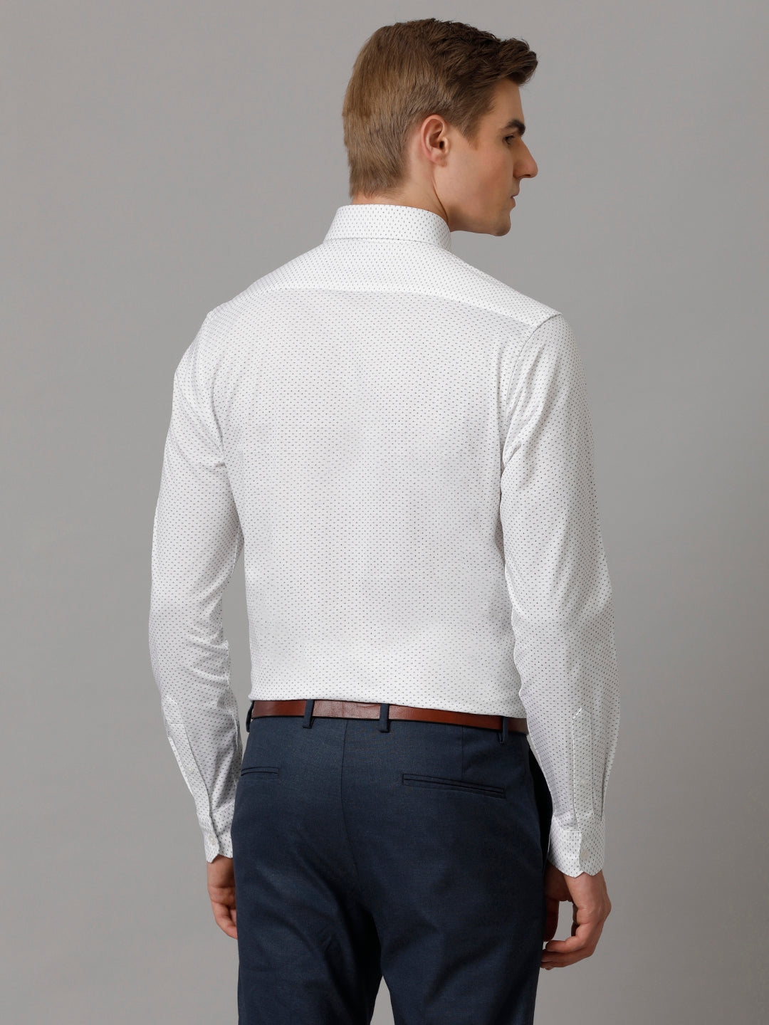 Aldeno Men Printed Formal White Shirt (NYLON)