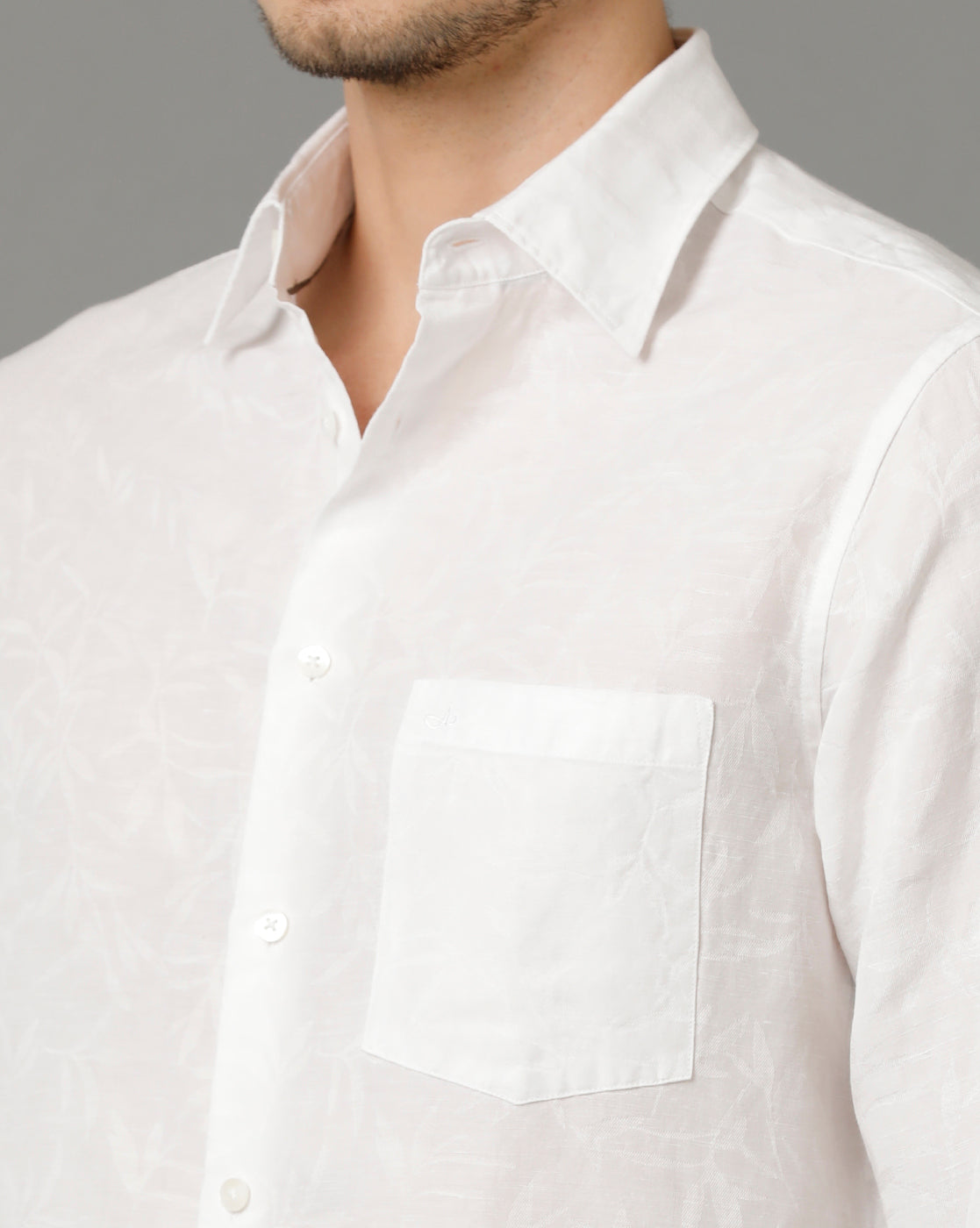 Aldeno Men Self Design Casual White Shirt (OSCAR)