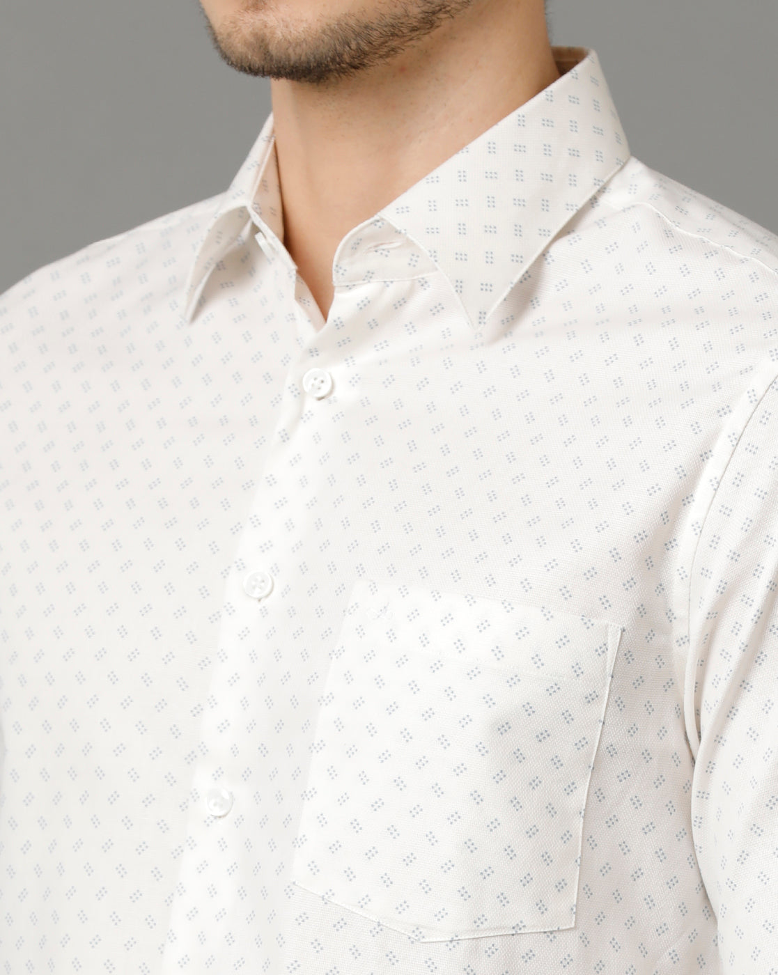 Aldeno Men Printed Formal White Shirt (RAVEN)