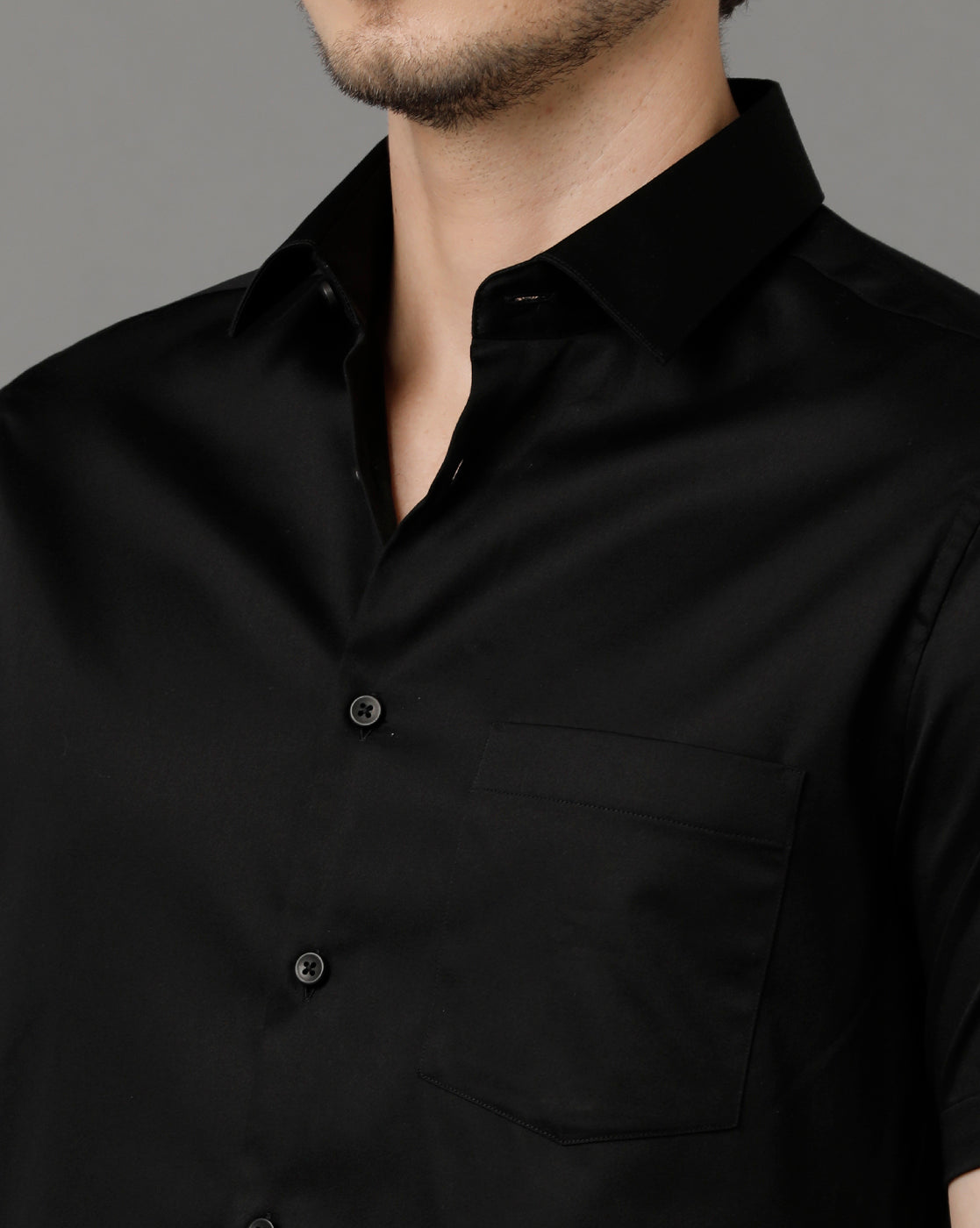 Aldeno Men Solid Formal Black Shirt (SABOK)