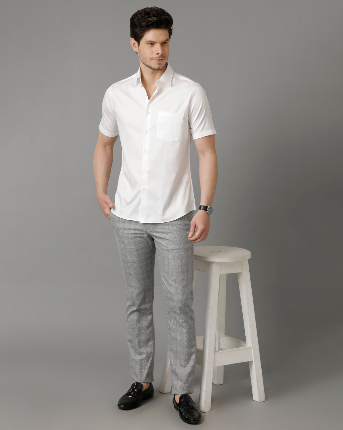 Aldeno Men Solid Formal White Shirt (SAIWT)