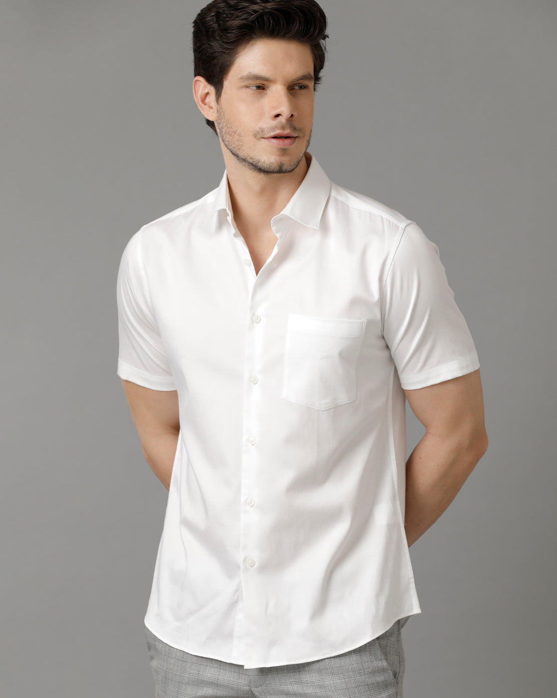 Aldeno Men Solid Formal White Shirt (SAIWT)