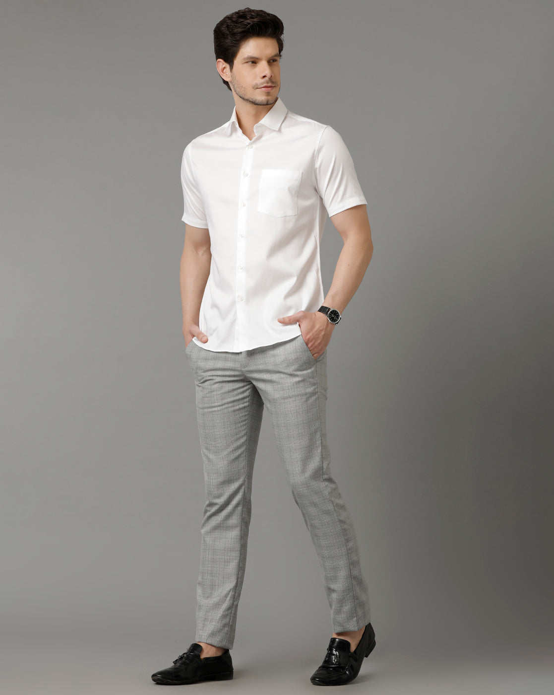 Aldeno Men Solid Formal White Shirt (SAIWT)