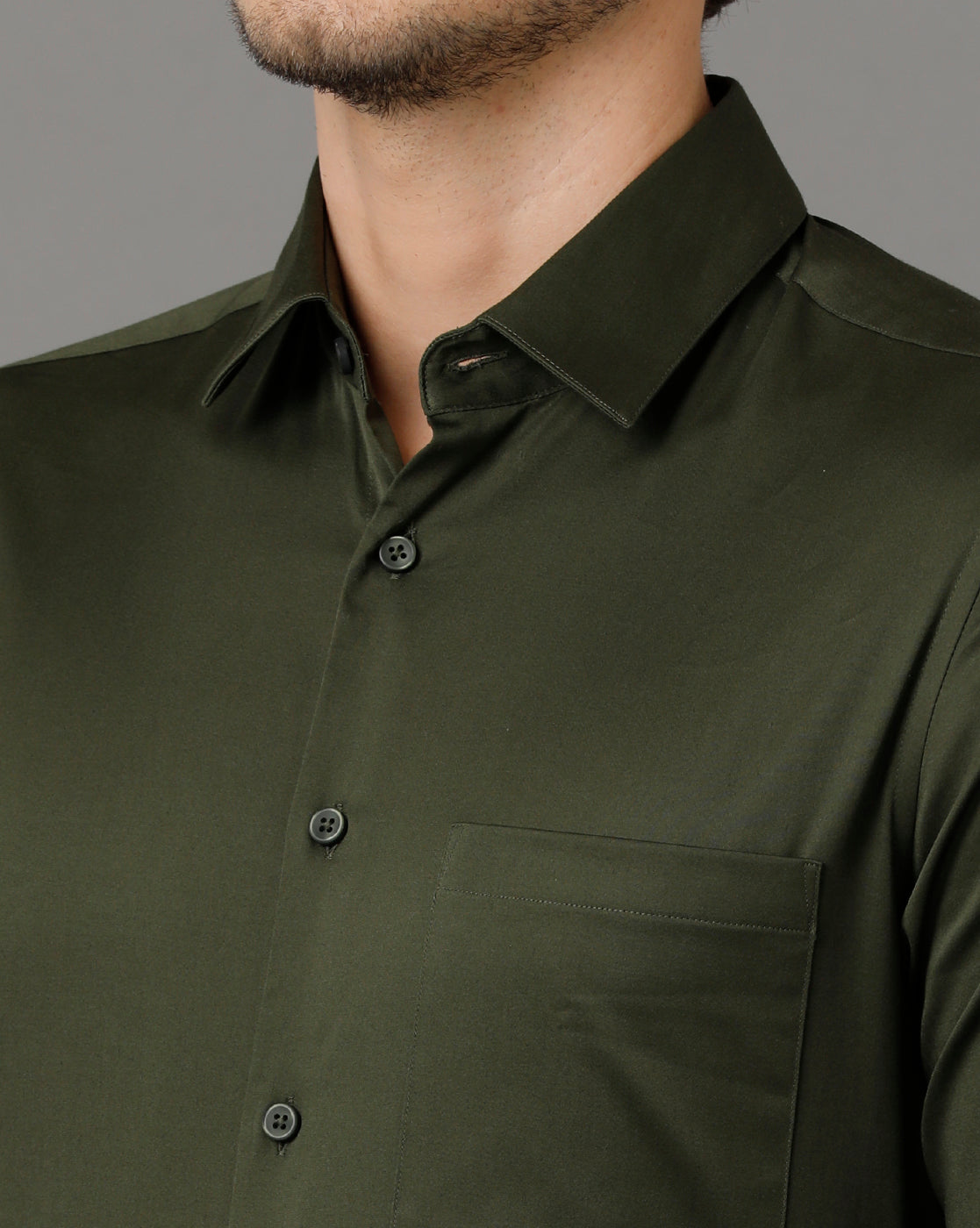 Aldeno Men Solid Formal Olive Shirt (SALOG)