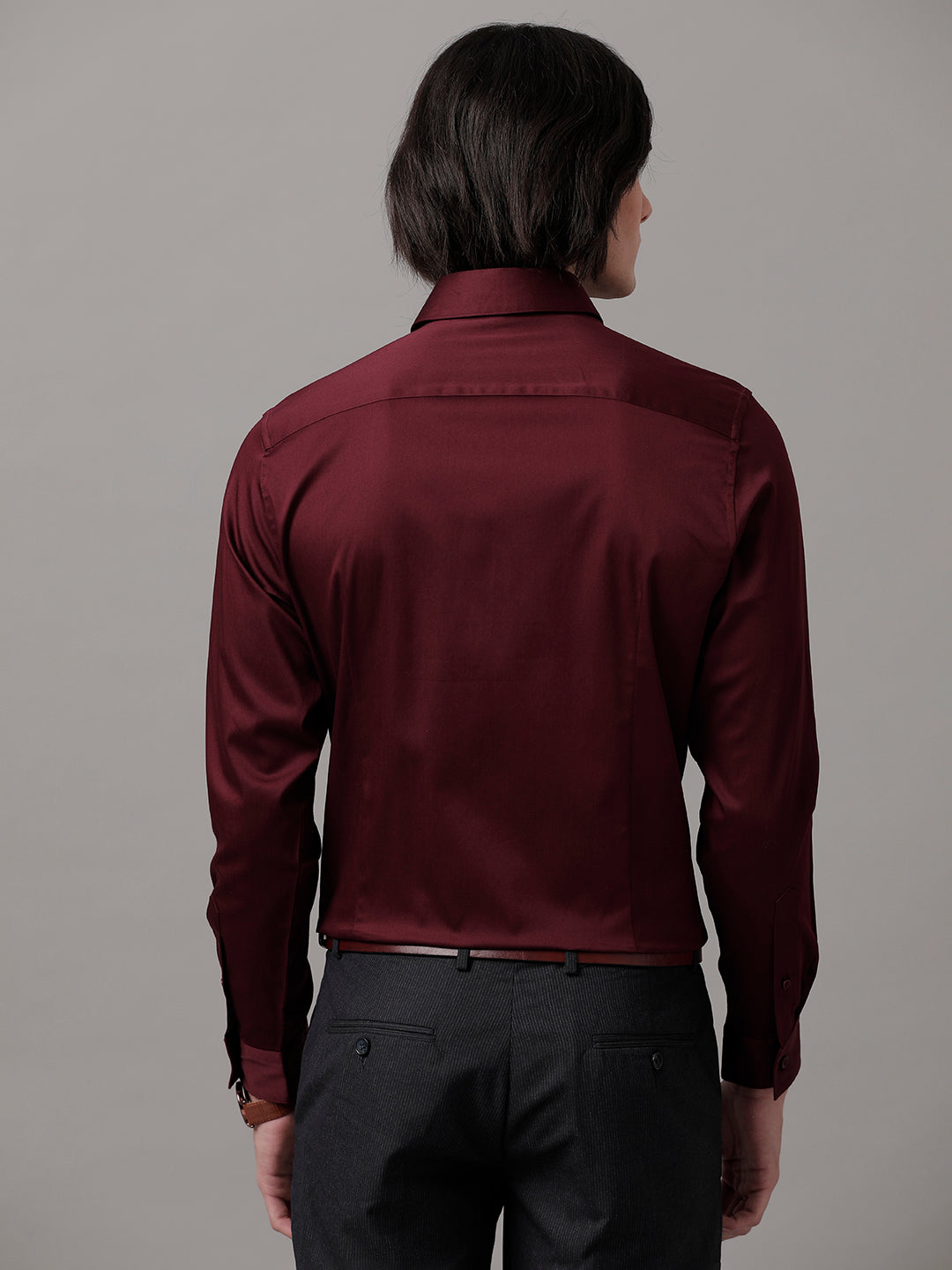 Aldeno Men Solid Formal Maroon Shirt (SAMOR)