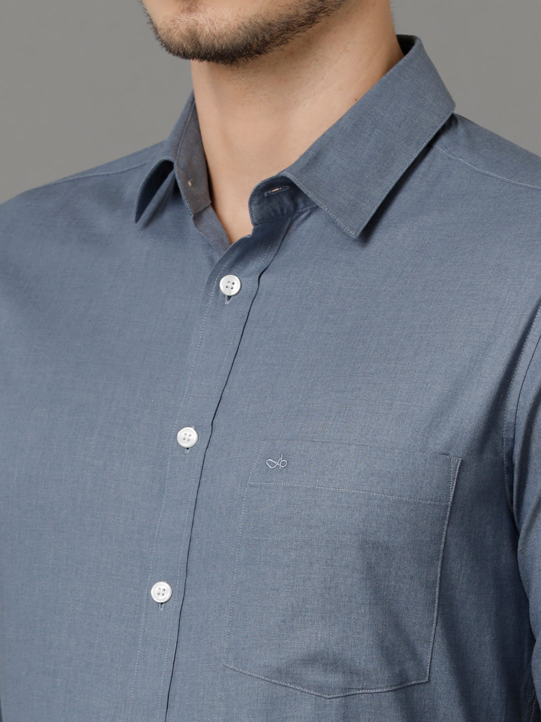 Aldeno Mens Slim Fit Solid Blue Formal Cotton Shirt (SCOTT)