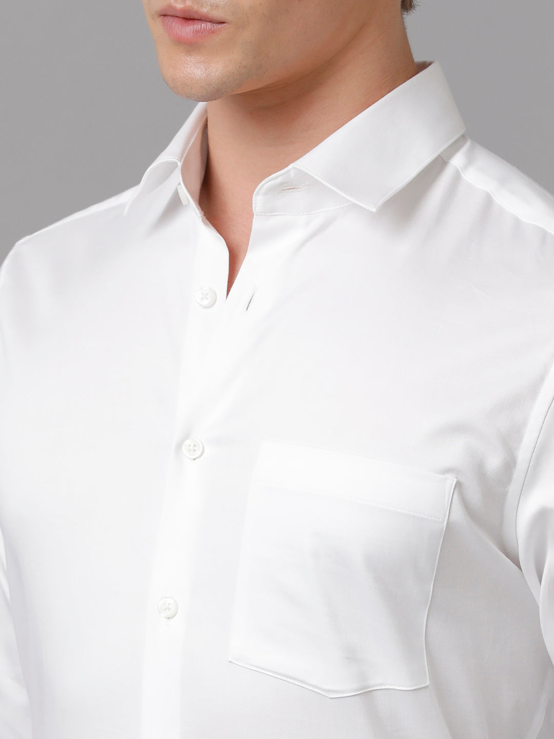 Aldeno Men Solid Formal White Shirt (SHAWN)