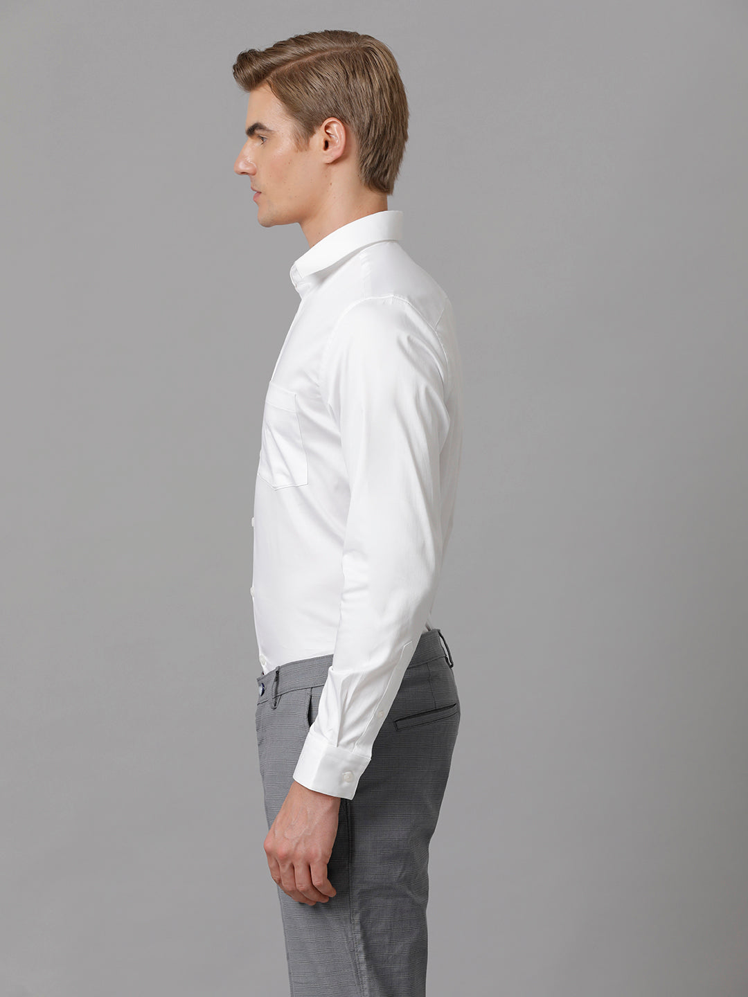 Aldeno Men Solid Formal White Shirt (SHAWN)