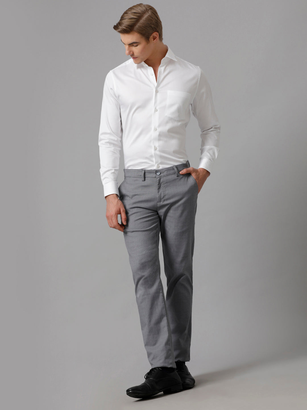 Aldeno Men Solid Formal White Shirt (SHAWN)