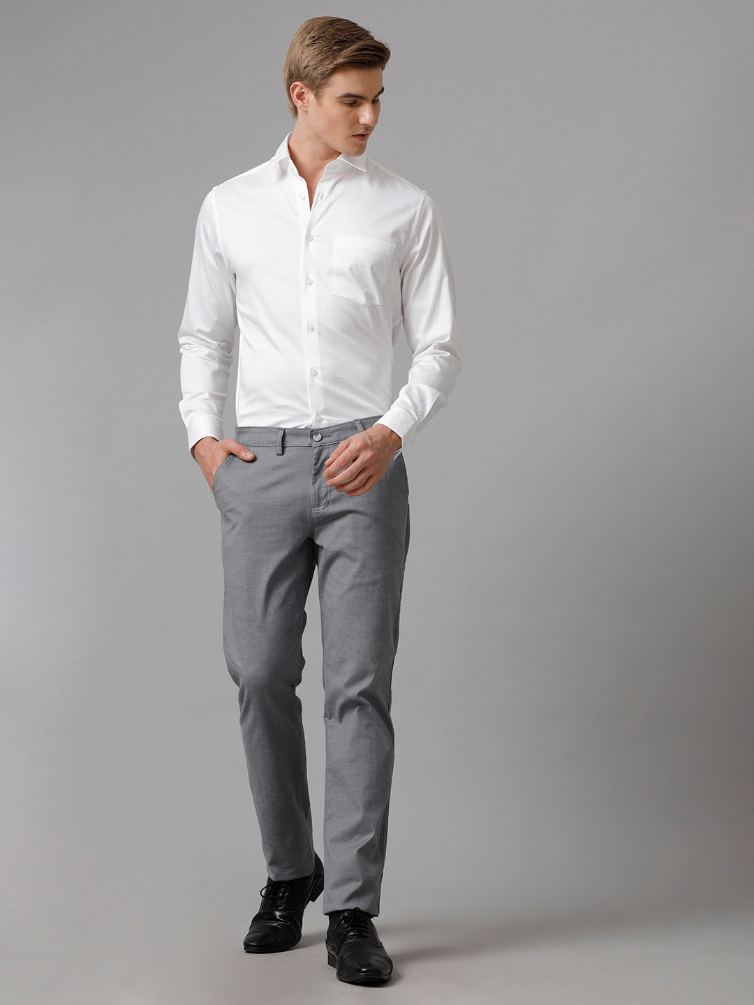 Aldeno Men Solid Formal White Shirt (SHAWN)