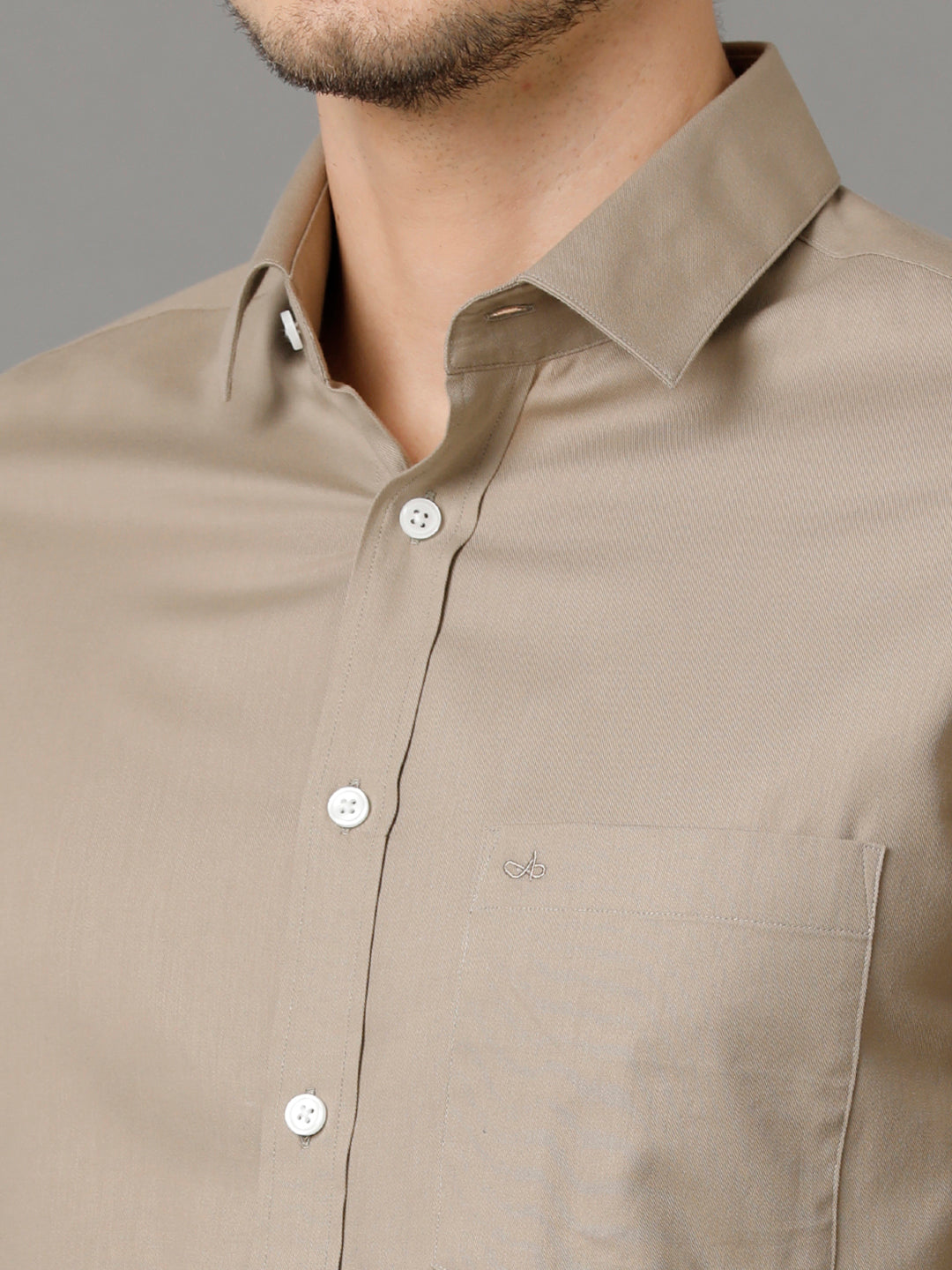 Aldeno Mens Slim Fit Solid Beige Formal Cotton Shirt (SHINE)