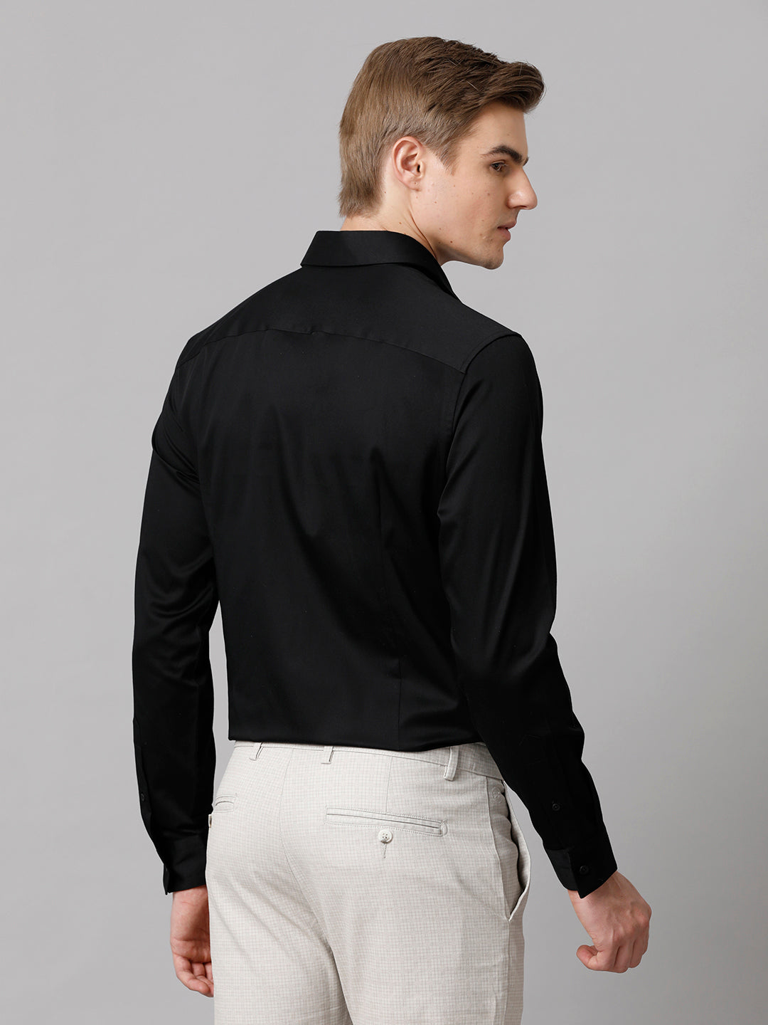 Aldeno Men Solid Formal Black Shirt (SLADE)