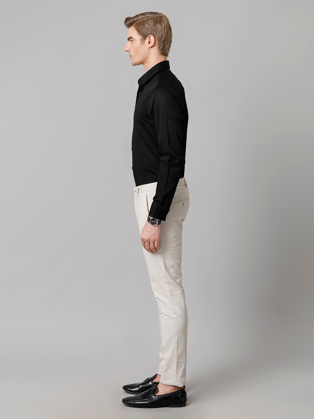 Aldeno Men Solid Formal Black Shirt (SLADE)