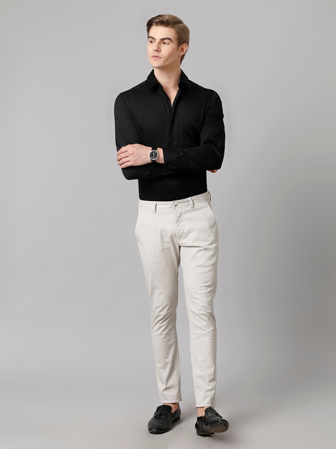 Aldeno Men Solid Formal Black Shirt (SLADE)