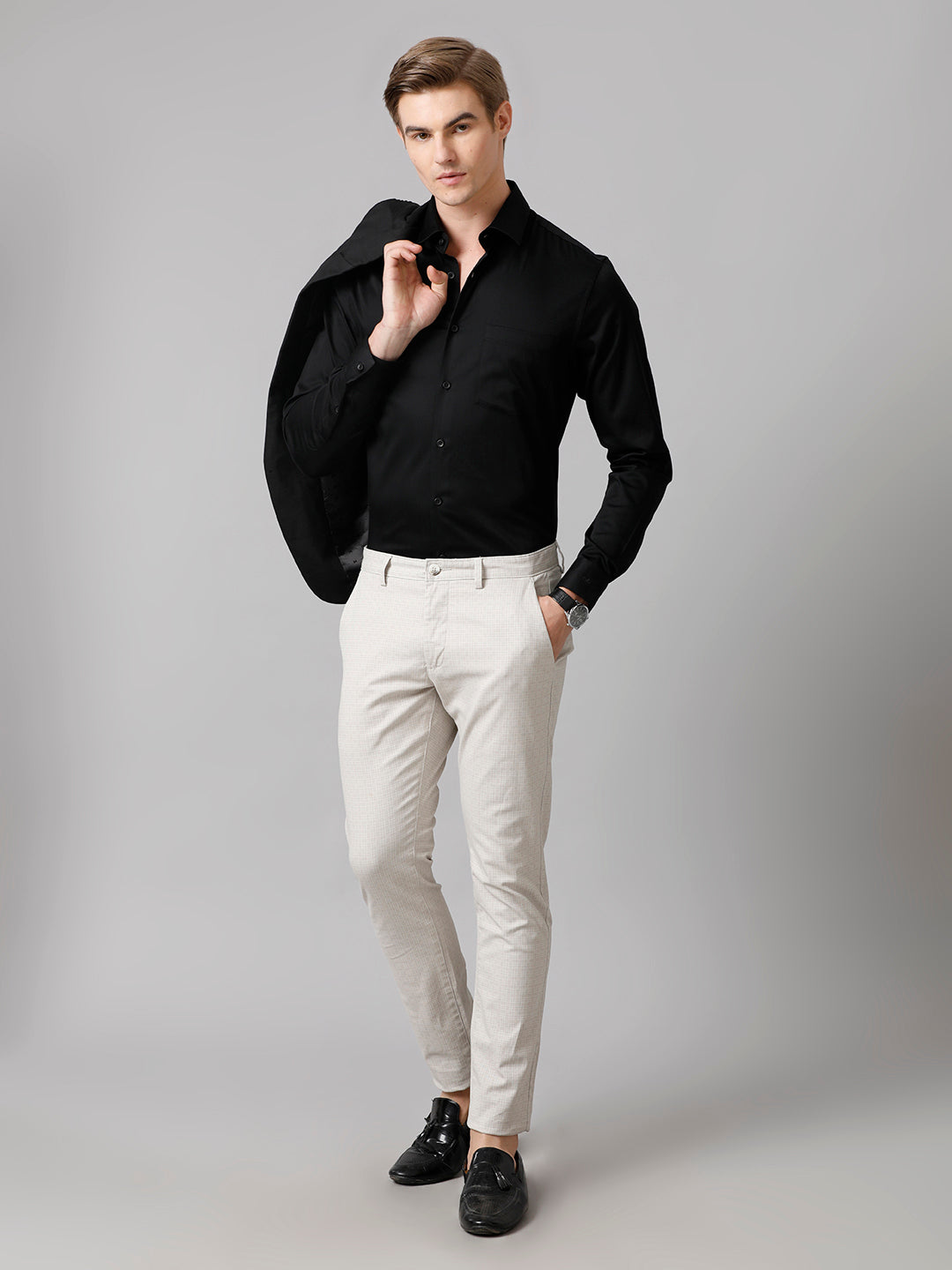 Aldeno Men Solid Formal Black Shirt (SLADE)