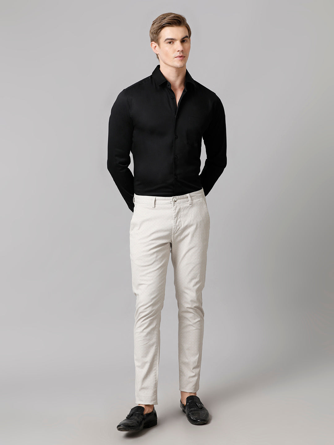Aldeno Men Solid Formal Black Shirt (SLADE)