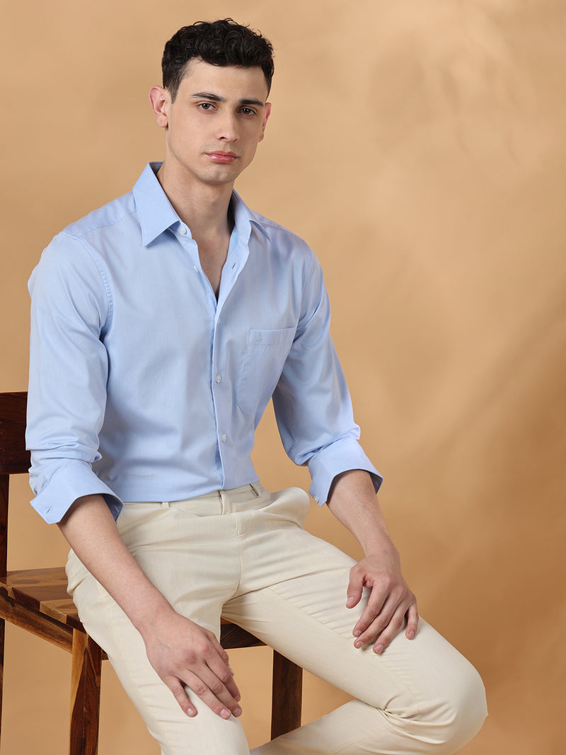 Blue regular fit cotton formal shirt for men (GAUDI)