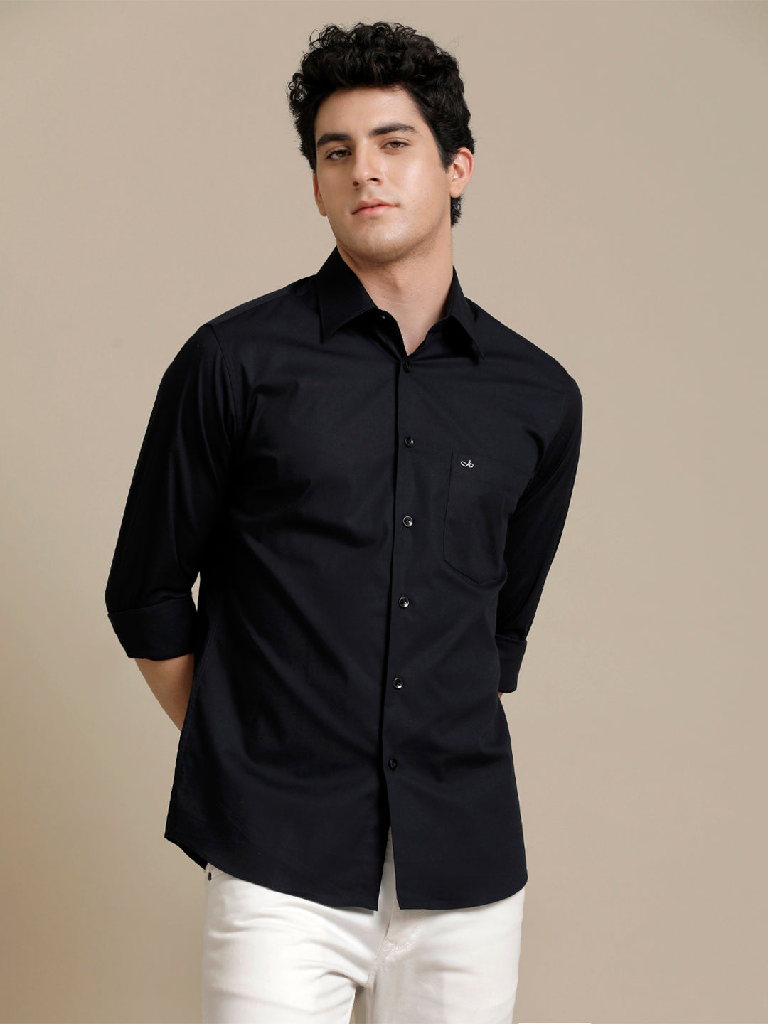 Aldeno Mens Slim Fit Indigo Formal Cotton Stretch Shirt (ROCCO)