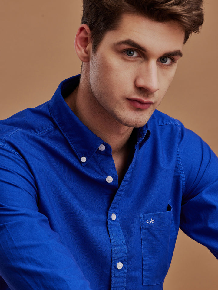 Aldeno Men Oxford Royal Blue Casual Shirt (GOIND)