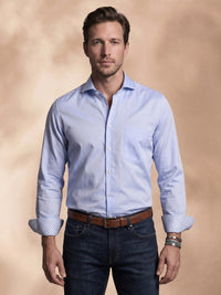 Slim Fit Cotton Blue Formal Shirt for Men (REGAL)