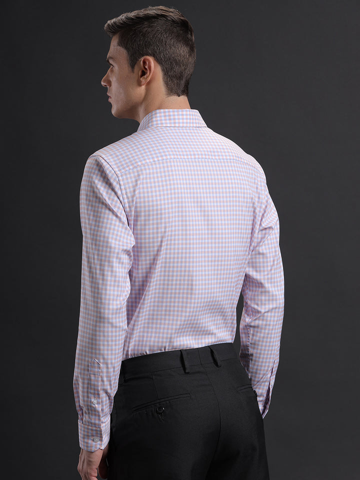 Aldeno Mens Regular Fit Check Blue/Pink/White Formal Cotton Blend Shirt (FONIL)