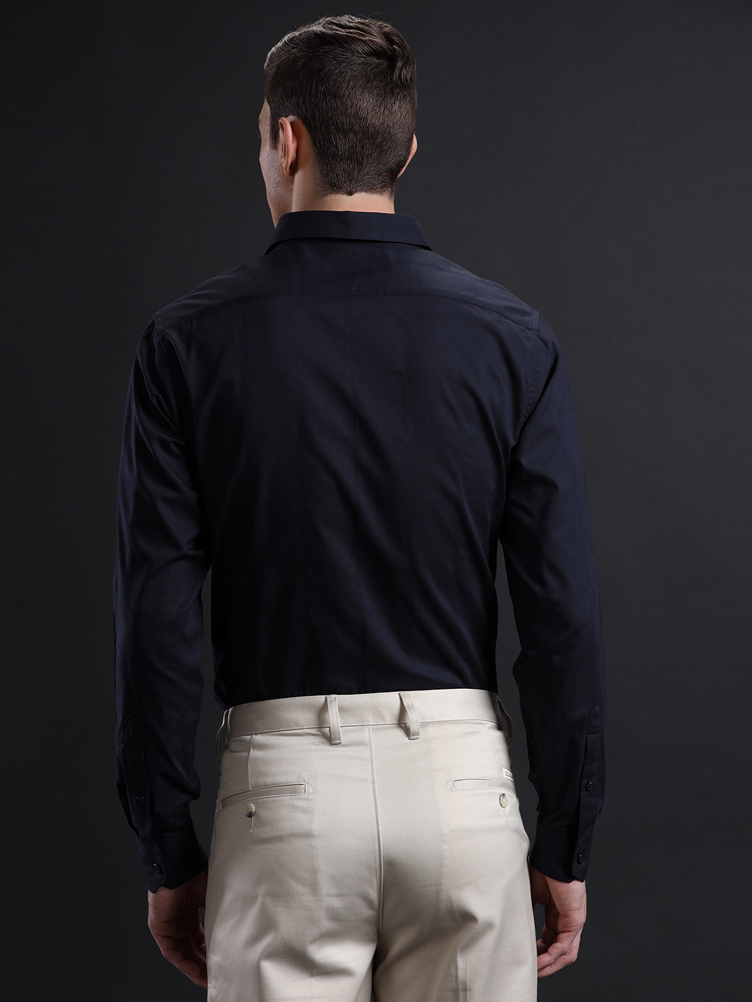Aldeno Mens Regular Fit Plain Black Formal Cotton Shirt (PURAL)