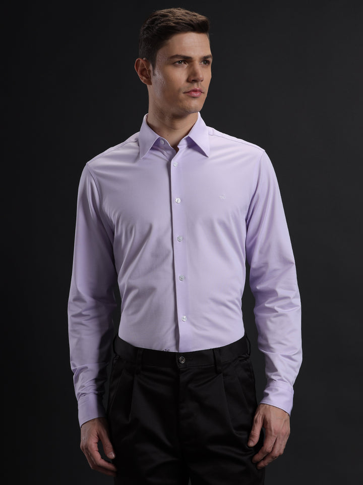 Aldeno Mens Regular Fit Plain Lavender Casual Cotton Blend Shirt (KIARA)