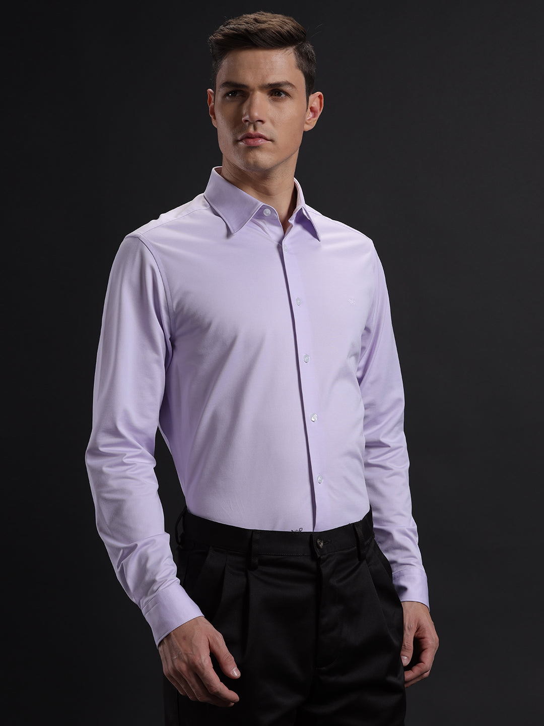 Aldeno Mens Regular Fit Plain Lavender Casual Cotton Blend Shirt (KIARA)