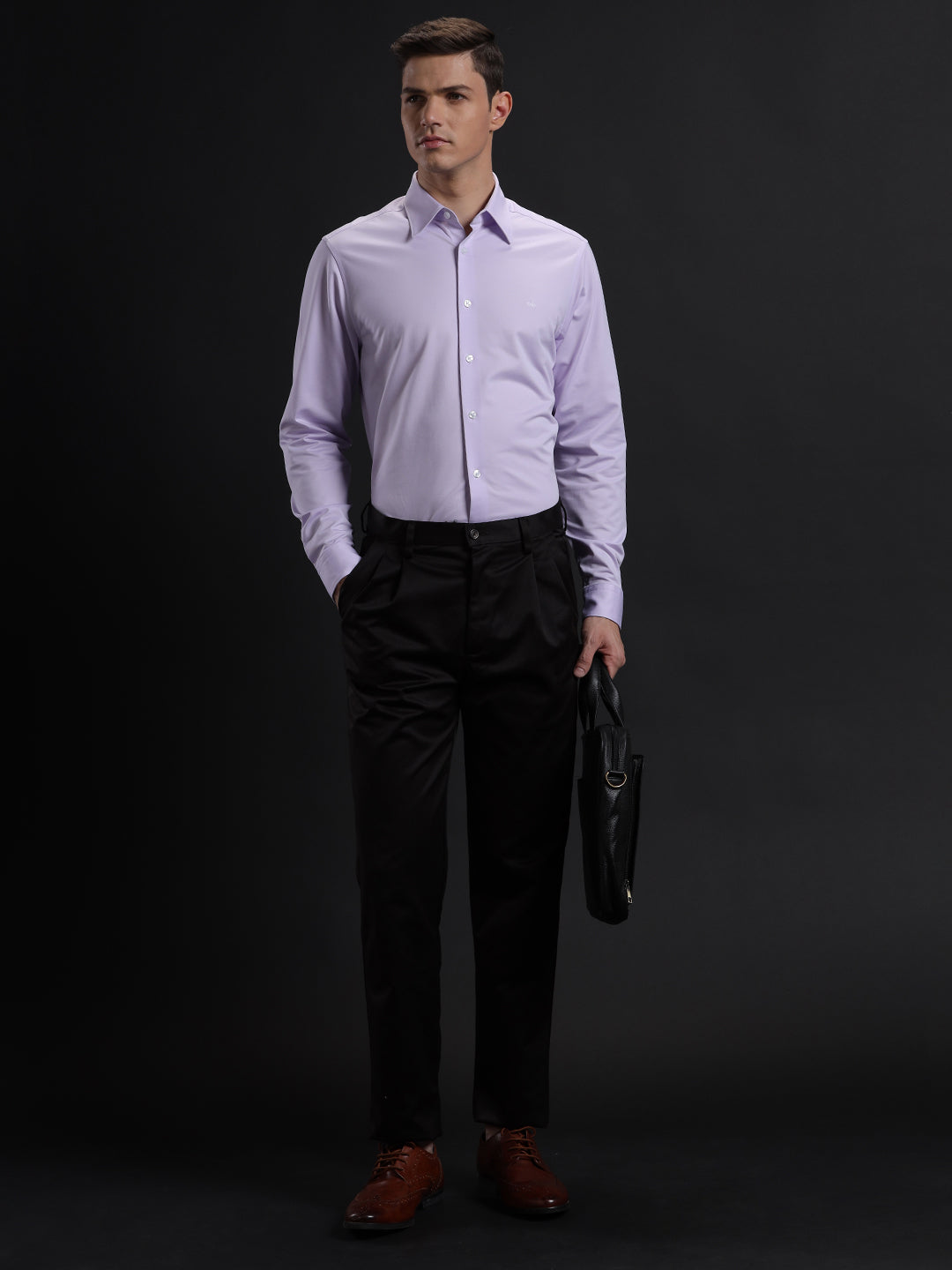 Aldeno Mens Regular Fit Plain Lavender Casual Cotton Blend Shirt (KIARA)
