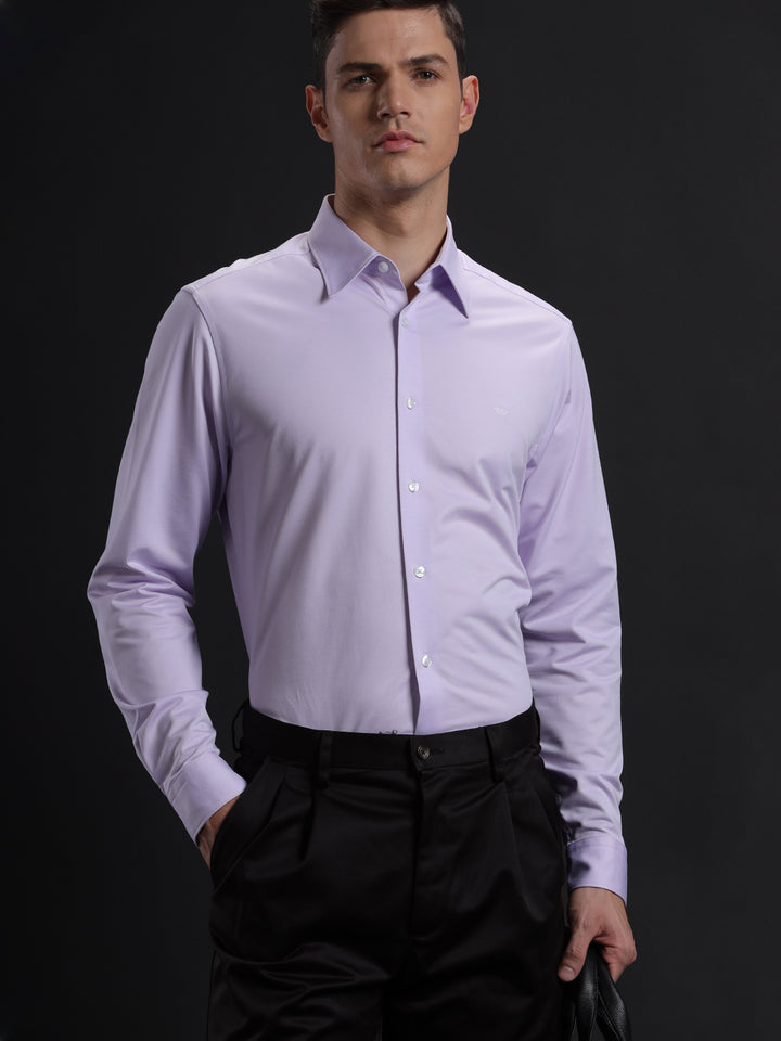 Aldeno Mens Regular Fit Plain Lavender Casual Cotton Blend Shirt (KIARA)