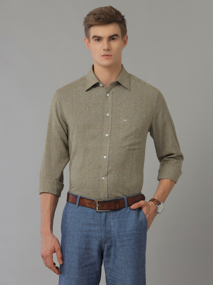 Aldeno Men Regular Fit Check Green/Red Casual Linen Blend Shirt (COLSE)