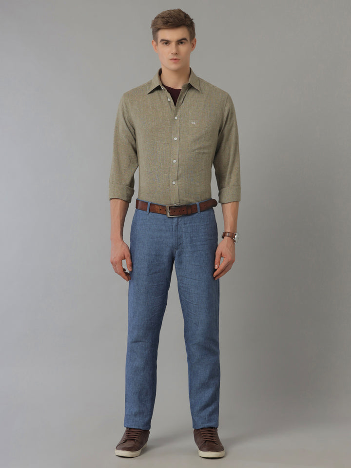 Aldeno Men Regular Fit Check Green/Red Casual Linen Blend Shirt (COLSE)