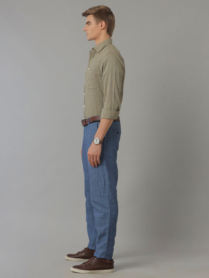 Aldeno Men Regular Fit Check Green/Red Casual Linen Blend Shirt (COLSE)