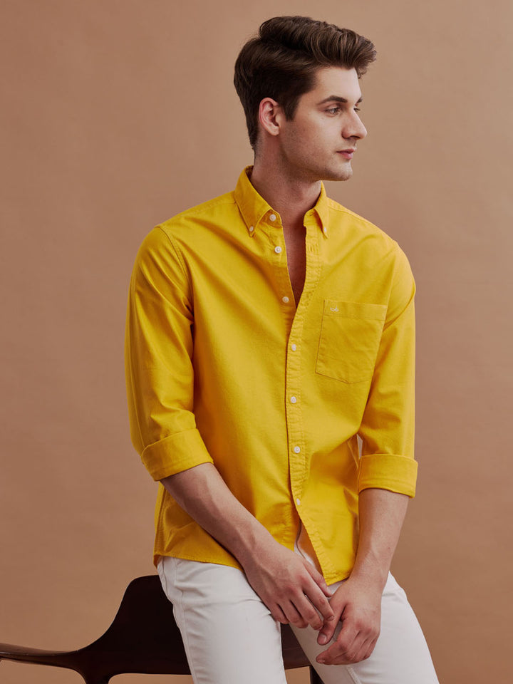 Aldeno Men Oxford Yellow Casual Shirt (GOLDY)