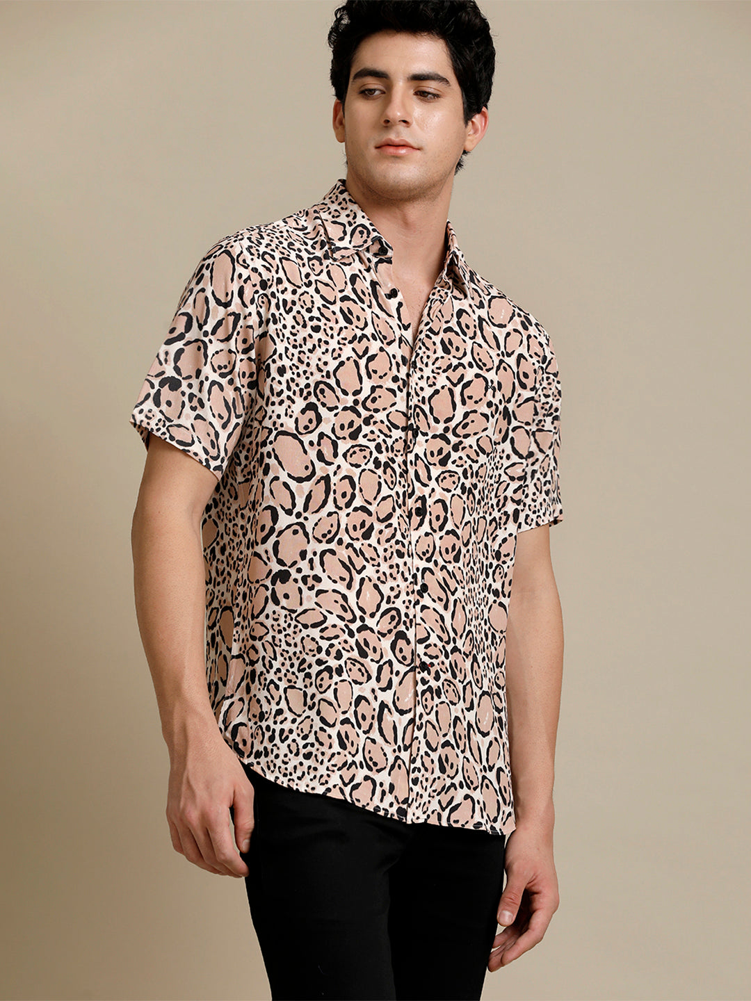 Buy Men's Pink/Black/White Casual Crape Shirt - Aldeno