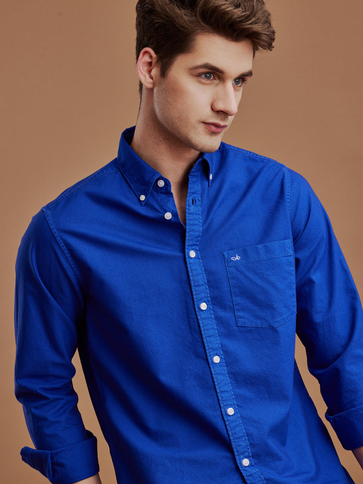 Aldeno Men Oxford Royal Blue Casual Shirt (GOIND)