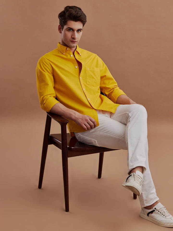 Aldeno Men Oxford Yellow Casual Shirt (GOLDY)