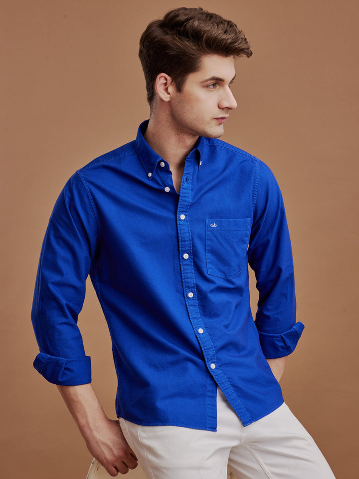 Aldeno Men Oxford Royal Blue Casual Shirt (GOIND)