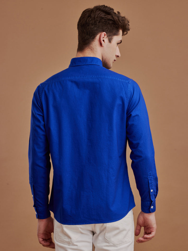 Aldeno Men Oxford Royal Blue Casual Shirt (GOIND)