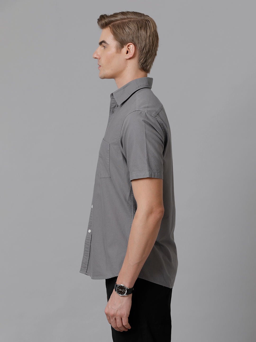 Aldeno Men Solid Casual Grey Shirt (ODULF)