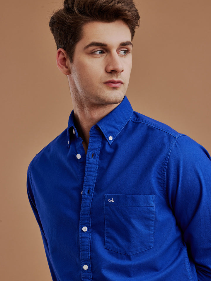 Aldeno Men Oxford Royal Blue Casual Shirt (GOIND)