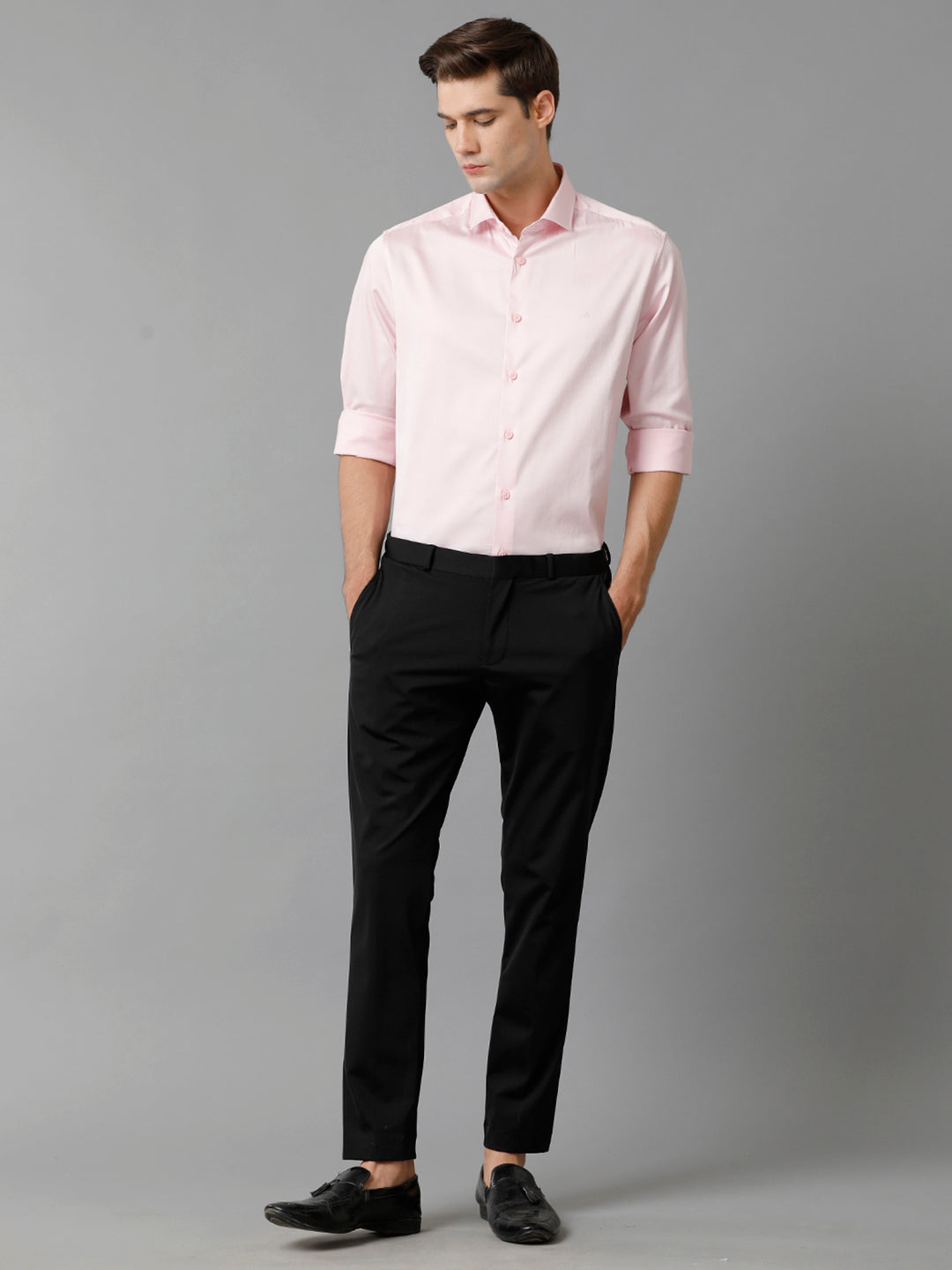 Aldeno Mens Regular Fit Solid Pink Formal Satin Shirt (SEAPK)