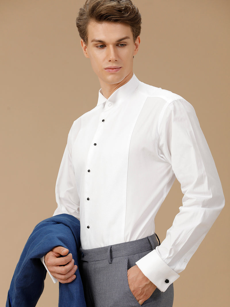 White slim fit cotton formal shirt for men (WALSA)