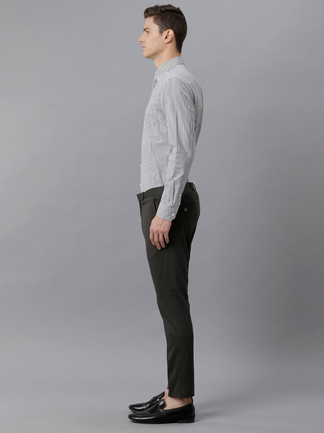 Aldeno Men Stipes Formal Grey Shirt (CLINT)