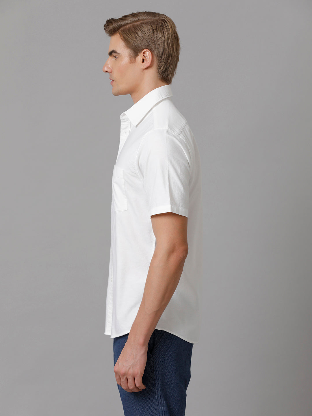 Aldeno Men Solid Casual White Shirt (OSWYN)