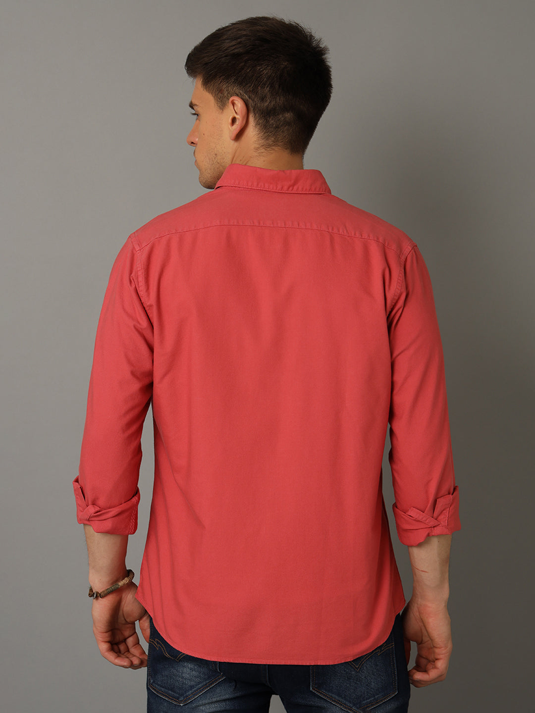Aldeno Men Solid Casual Pink Shirt