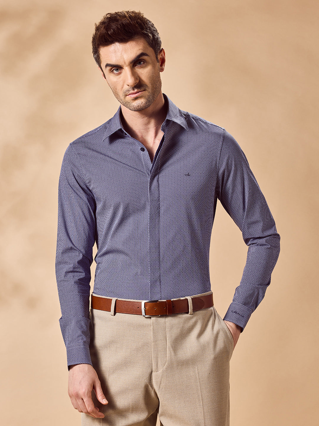 Aldeno Men Beige Formal Shirt (COBY)