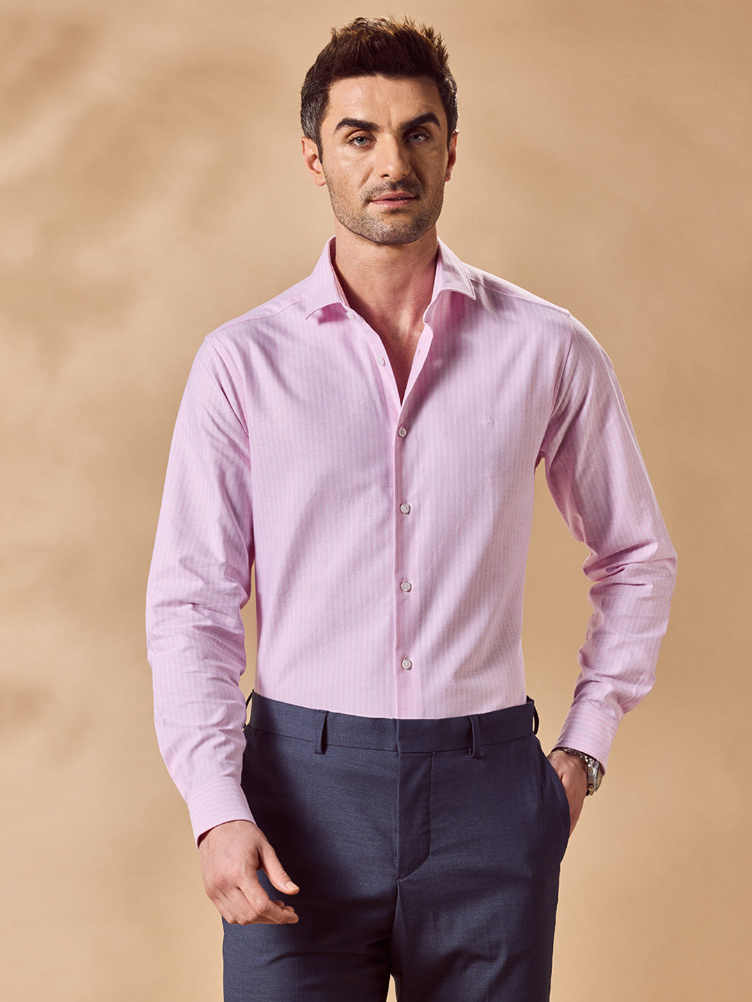 Aldeno Men Pink Formal Shirt (CIVE)